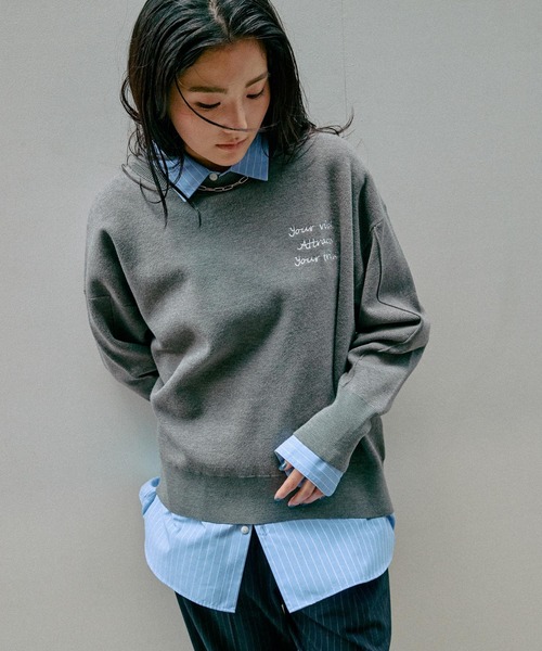 GLOBAL WORK（グローバルワーク）の「スウェットライククループルオーバー/571350（スウェット・レディース・グレー/グリーン系その他6/マスタード/ネイビー/ワインレッド/ホワイト系その他3/グレー系その他/ダークブラウン・LARGE/MEDIUM/SMALL）」の21枚目の写真