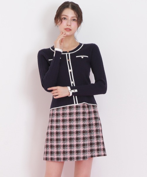 JILL by JILL STUART（ジルバイジルスチュアート）の「◇ツィードチェックビジュー釦ミニスカート（スカート・レディース・ブルー系その他/ピンク系その他/ブラック系その他・MEDIUM/SMALL）」の3枚目の写真