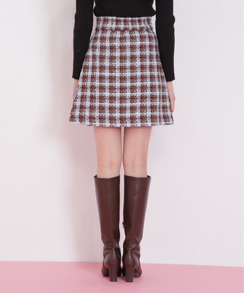 JILL by JILL STUART（ジルバイジルスチュアート）の「◇ツィードチェックビジュー釦ミニスカート（スカート・レディース・ブルー系その他/ピンク系その他/ブラック系その他・MEDIUM/SMALL）」の14枚目の写真