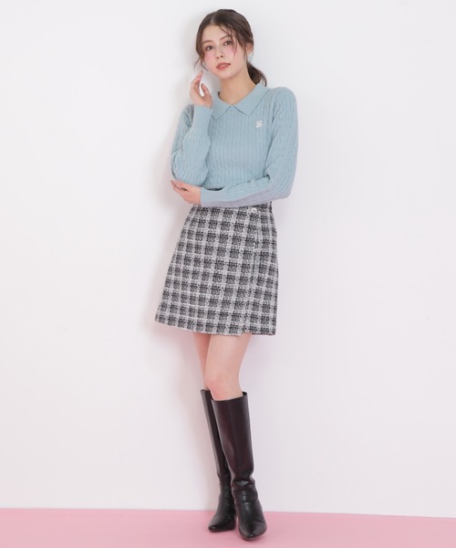 JILL by JILL STUART（ジルバイジルスチュアート）の「◇ツィードチェックビジュー釦ミニスカート（スカート・レディース・ブルー系その他/ピンク系その他/ブラック系その他・MEDIUM/SMALL）」の21枚目の写真