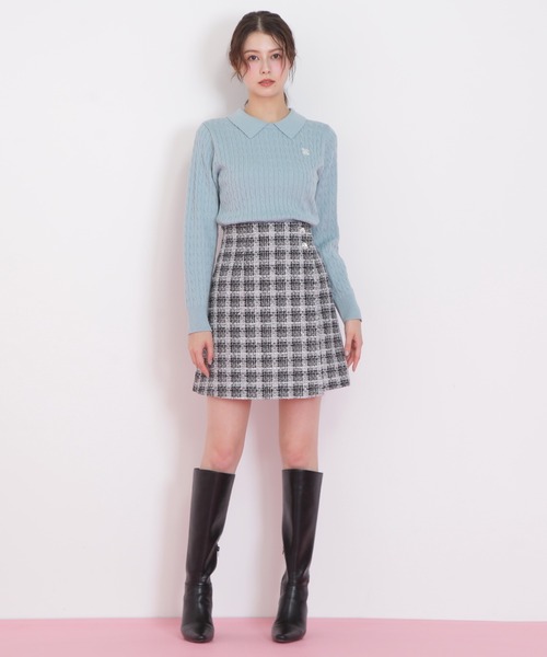 JILL by JILL STUART（ジルバイジルスチュアート）の「◇ツィードチェックビジュー釦ミニスカート（スカート・レディース・ブルー系その他/ピンク系その他/ブラック系その他・MEDIUM/SMALL）」の19枚目の写真