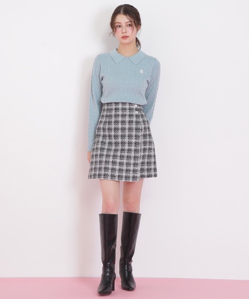 JILL by JILL STUART（ジルバイジルスチュアート）の「◇ツィードチェックビジュー釦ミニスカート（スカート・レディース・ブルー系その他/ピンク系その他/ブラック系その他・MEDIUM/SMALL）」の18枚目の写真