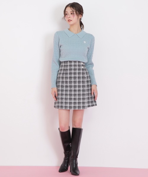 JILL by JILL STUART（ジルバイジルスチュアート）の「◇ツィードチェックビジュー釦ミニスカート（スカート・レディース・ブルー系その他/ピンク系その他/ブラック系その他・MEDIUM/SMALL）」の20枚目の写真