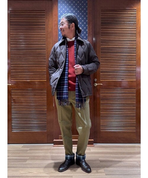 BROOKS BROTHERS（ブルックスブラザーズ）の「ストレッチナイロン　キルティングダウン　コーチジャケット（ダウンジャケット/コート・メンズ・ネイビー/ブラウン・LARGE/MEDIUM/SMALL）」の9枚目の写真