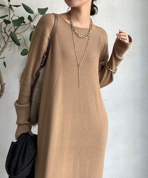 DouDou（ドゥドゥ）の「【WEB限定】フロントファースナープルオーバー＋リブニットワンピースセット（セットアップ・レディース・ブラック/チャコールグレー/キャメル・FREE）」の16枚目の写真