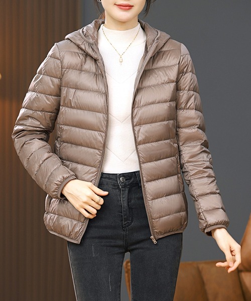 SAISON DE PAPILLON（セゾンドパピヨン）の「フード付きダウン・ジャケット/フィット（ダウンジャケット/コート・レディース・ライトブラウン/ブラック・XL/L/M）」の9枚目の写真