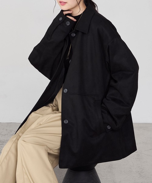 セール】【forksy.】ヴィンテージライク中綿入り衿付きカーコート