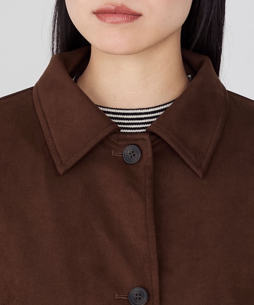 forksy.（フォルクシー）の「【forksy.】ヴィンテージライク中綿入り衿付きカーコート（その他アウター・レディース・ピンク/ダークブラウン/ブラック/チャコールグレー・FREE）」の7枚目の写真