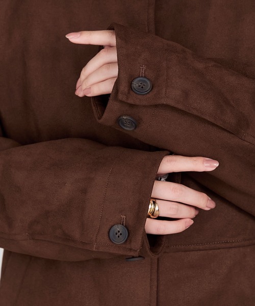 forksy.（フォルクシー）の「【forksy.】ヴィンテージライク中綿入り衿付きカーコート（その他アウター・レディース・ピンク/ダークブラウン/ブラック/チャコールグレー・FREE）」の11枚目の写真