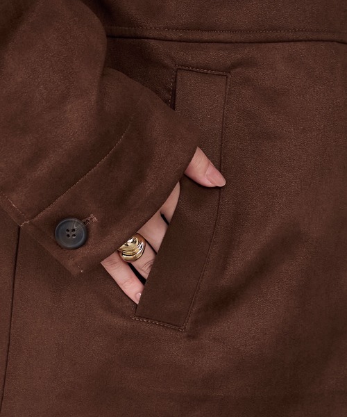 forksy.（フォルクシー）の「【forksy.】ヴィンテージライク中綿入り衿付きカーコート（その他アウター・レディース・ピンク/ダークブラウン/ブラック/チャコールグレー・FREE）」の13枚目の写真