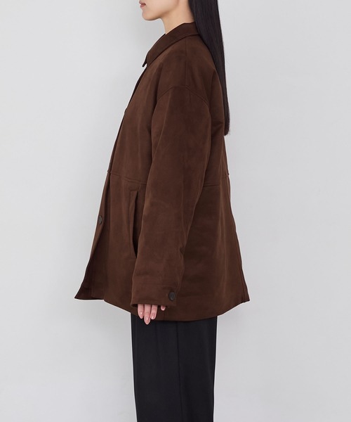 forksy.（フォルクシー）の「【forksy.】ヴィンテージライク中綿入り衿付きカーコート（その他アウター・レディース・ピンク/ダークブラウン/ブラック/チャコールグレー・FREE）」の15枚目の写真