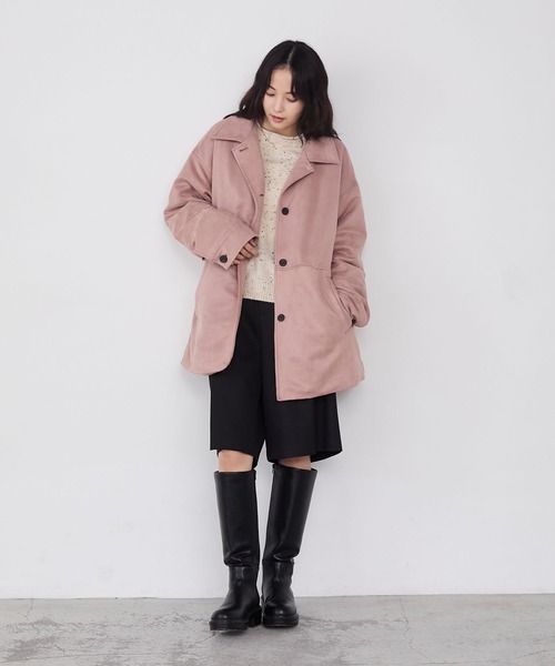 セール】【forksy.】ヴィンテージライク中綿入り衿付きカーコート
