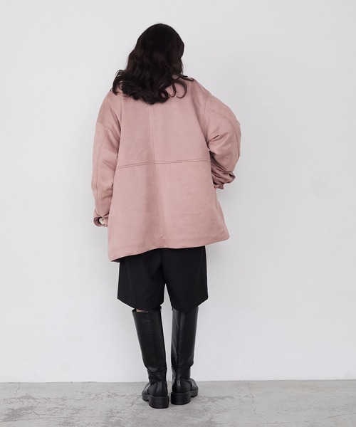 forksy.（フォルクシー）の「【forksy.】ヴィンテージライク中綿入り衿付きカーコート（その他アウター・レディース・ピンク/ダークブラウン/ブラック/チャコールグレー・FREE）」の5枚目の写真