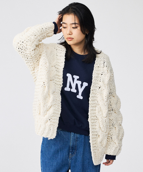 Rouge vif la cle（ルージュヴィフラクレ）の「【IRONING / アイロニング】ケーブルニットカーディガン/cable rough cd/ニット/カーディガン/羽織り【WEB限定】（ニット/セーター・レディース・ダークネイビー/オフホワイト・フリー）」の16枚目の写真