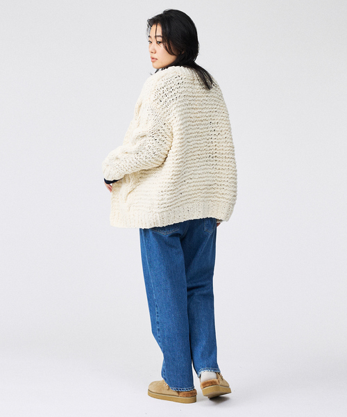 Rouge vif la cle（ルージュヴィフラクレ）の「【IRONING / アイロニング】ケーブルニットカーディガン/cable rough cd/ニット/カーディガン/羽織り【WEB限定】（ニット/セーター・レディース・ダークネイビー/オフホワイト・フリー）」の19枚目の写真