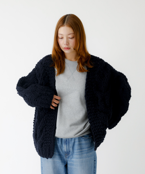 Rouge vif la cle（ルージュヴィフラクレ）の「【IRONING / アイロニング】ケーブルニットカーディガン/cable rough cd/ニット/カーディガン/羽織り【WEB限定】（ニット/セーター・レディース・ダークネイビー/オフホワイト・フリー）」の20枚目の写真