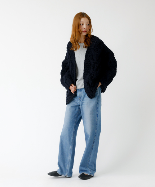 IRONING / アイロニング】ケーブルニットカーディガン/cable rough cd