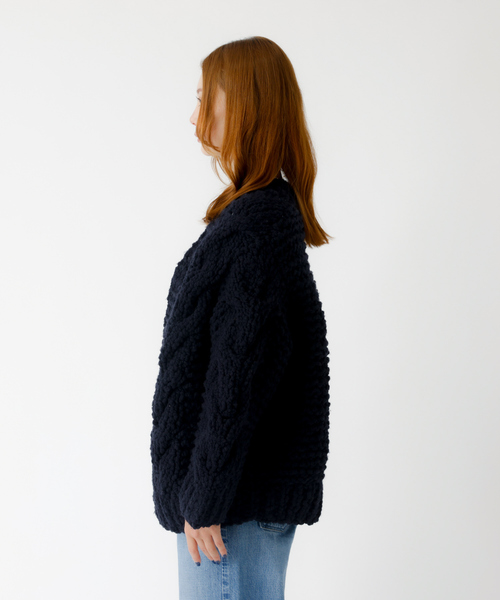 IRONING / アイロニング】ケーブルニットカーディガン/cable rough cd