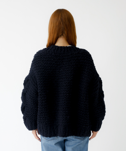 IRONING / アイロニング】ケーブルニットカーディガン/cable rough cd