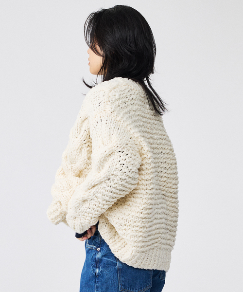 IRONING / アイロニング】ケーブルニットカーディガン/cable rough cd