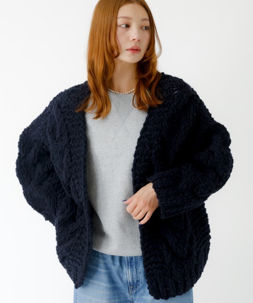 IRONING / アイロニング】ケーブルニットカーディガン/cable rough cd