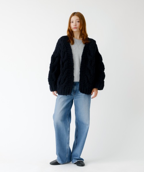 Rouge vif la cle（ルージュヴィフラクレ）の「【IRONING / アイロニング】ケーブルニットカーディガン/cable rough cd/ニット/カーディガン/羽織り【WEB限定】（ニット/セーター・レディース・ダークネイビー/オフホワイト・フリー）」の4枚目の写真