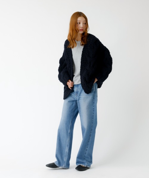 Rouge vif la cle（ルージュヴィフラクレ）の「【IRONING / アイロニング】ケーブルニットカーディガン/cable rough cd/ニット/カーディガン/羽織り【WEB限定】（ニット/セーター・レディース・ダークネイビー/オフホワイト・フリー）」の8枚目の写真