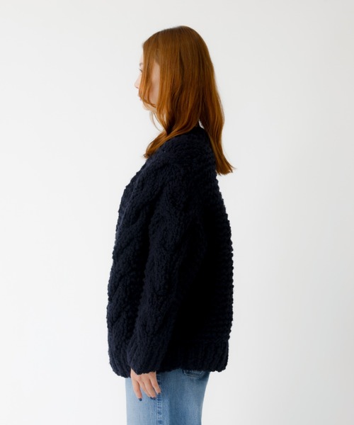 Rouge vif la cle（ルージュヴィフラクレ）の「【IRONING / アイロニング】ケーブルニットカーディガン/cable rough cd/ニット/カーディガン/羽織り【WEB限定】（ニット/セーター・レディース・ダークネイビー/オフホワイト・フリー）」の10枚目の写真