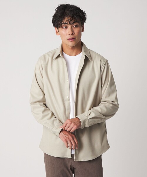 A DAY IN THE LIFE UNITED ARROWS（アデイインザライフユナイテッドアローズ）の「ホームスパン ジャージー ベーシックシャツ＜A DAY IN THE LIFE＞（シャツ/ブラウス・メンズ・オフホワイト/グレー系/モカ・M/L/S）」の4枚目の写真