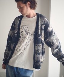 ADAMPATEK/mad embroidered fade knit cardigan/総柄刺繍入りカーディガン(AP2521029)