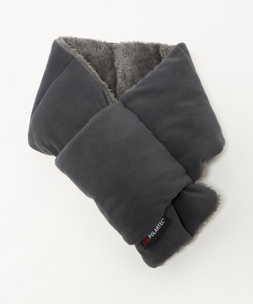 グレー×ブラック ダブルフェイス マフラー 刺繍入り ダブルフェイスマフラー / キッズ（マフラー）｜green label relaxing