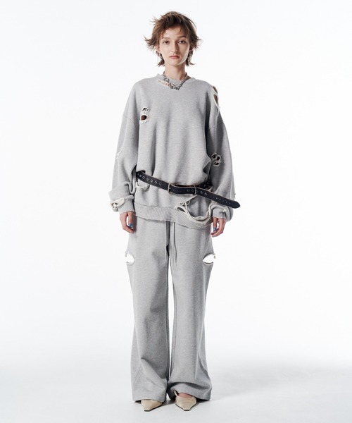 JOSE MOON（ジョゼムーン）の「MOCHI DAMEGE SWEAT/モチダメージスウェット（スウェット・レディース・ライトグレー/ダークブラウン・FREE）」の20枚目の写真