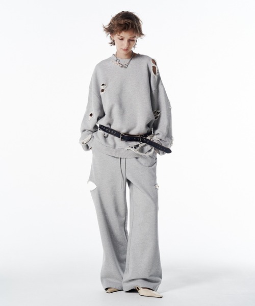 JOSE MOON（ジョゼムーン）の「MOCHI DAMEGE SWEAT/モチダメージスウェット（スウェット・レディース・ライトグレー/ダークブラウン・FREE）」の19枚目の写真