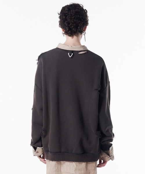 JOSE MOON（ジョゼムーン）の「MOCHI DAMEGE SWEAT/モチダメージスウェット（スウェット・レディース・ライトグレー/ダークブラウン・FREE）」の5枚目の写真