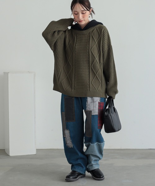 n'OrLABEL（ノアールレーベル）の「『パッチワークデニムパンツ』（デニムパンツ・レディース・ブルー・1/2）」の8枚目の写真