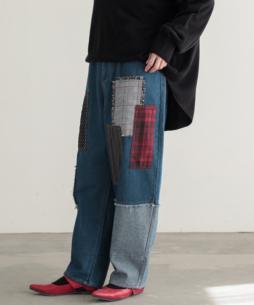 n'OrLABEL（ノアールレーベル）の「『パッチワークデニムパンツ』（デニムパンツ・レディース・ブルー・1/2）」の14枚目の写真