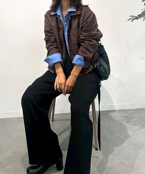 Reurie'（レウリィ）の「スエードジャケット(chihiro select) / ブルゾン シンプル カジュアル きれいめ ベーシック 秋冬 ブラウン（テーラードジャケット・レディース・ブラウン・FREE）」の6枚目の写真