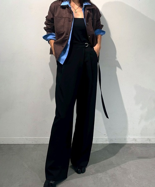 Reurie'（レウリィ）の「スエードジャケット(chihiro select) / ブルゾン シンプル カジュアル きれいめ ベーシック 秋冬 ブラウン（テーラードジャケット・レディース・ブラウン・FREE）」の7枚目の写真