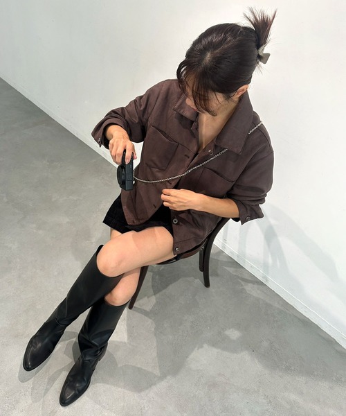 Reurie'（レウリィ）の「スエードジャケット(chihiro select) / ブルゾン シンプル カジュアル きれいめ ベーシック 秋冬 ブラウン（テーラードジャケット・レディース・ブラウン・FREE）」の8枚目の写真