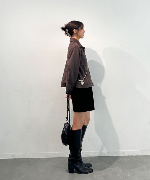 Reurie'（レウリィ）の「スエードジャケット(chihiro select) / ブルゾン シンプル カジュアル きれいめ ベーシック 秋冬 ブラウン（テーラードジャケット・レディース・ブラウン・FREE）」の11枚目の写真