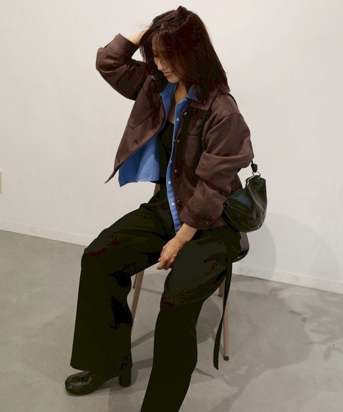 Reurie'（レウリィ）の「スエードジャケット(chihiro select) / ブルゾン シンプル カジュアル きれいめ ベーシック 秋冬 ブラウン（テーラードジャケット・レディース・ブラウン・FREE）」の12枚目の写真