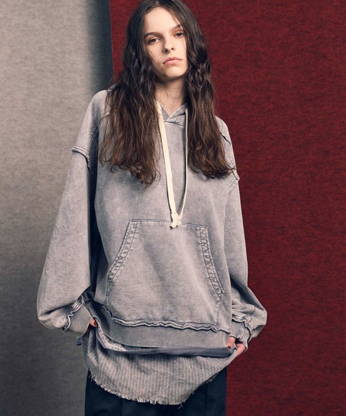 たえ　MAISON SPECIAL メゾンスペシャル　レイヤードパーカー UNISEX》Distressed Layered Prime-Over Hoodie/ダメージレイヤード