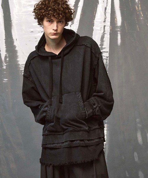 UNISEX》Distressed Layered Prime-Over Hoodie/ダメージレイヤード 