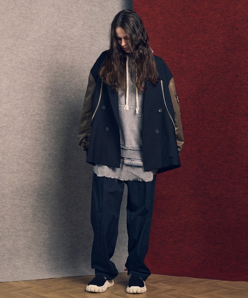 UNISEX》Distressed Layered Prime-Over Hoodie/ダメージレイヤード