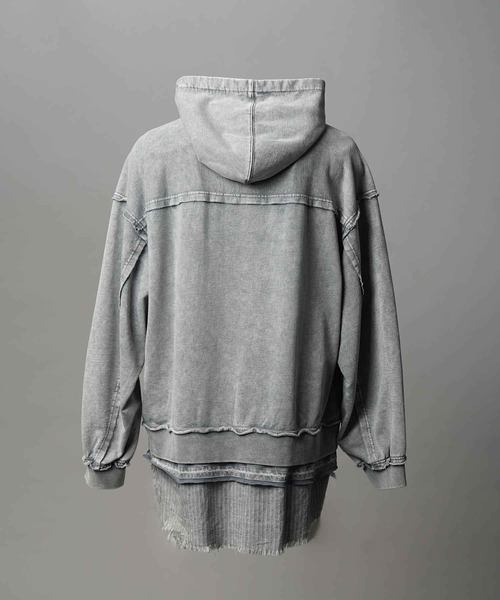 UNISEX》Distressed Layered Prime-Over Hoodie/ダメージレイヤード
