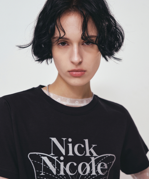 NICK&NICOLE(ニックアンドニコール)の「BUTTERFLY NICOLE LABEL SLIM TOP_BLACK SILVER(Tシャツ/カットソー・レディース・その他・FREE)」の2枚目の写真