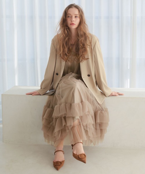 DONOBAN(ドノバン)の「【ANDRESD】volume tulle jacket set dress 結婚式 パーティードレス オケージョンドレス お呼ばれ 二次会 成人式 同窓会(ドレス・レディース・ベージュ/チャコール/ブラック/ブラウン・S/M/L)」の4枚目の写真
