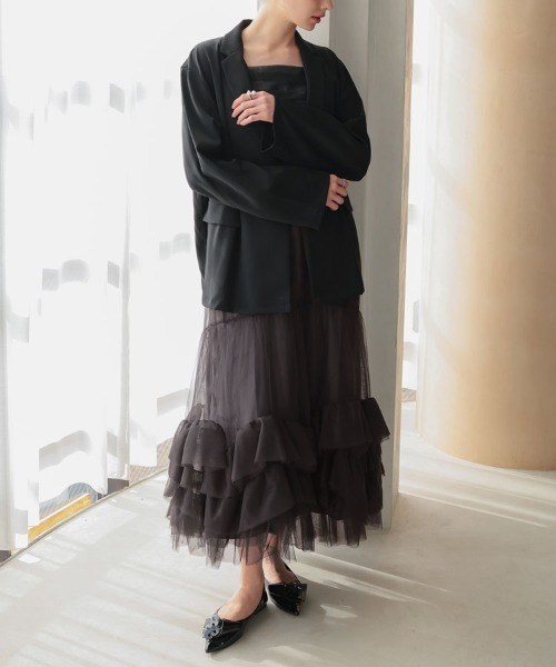 DONOBAN(ドノバン)の「【ANDRESD】volume tulle jacket set dress 結婚式 パーティードレス オケージョンドレス お呼ばれ 二次会 成人式 同窓会(ドレス・レディース・ベージュ/チャコール/ブラック/ブラウン・S/M/L)」の9枚目の写真