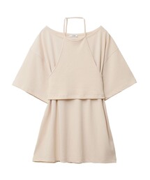 CLANE/クラネ】PADDED SATIN TOPS/パデットサテントップス（Tシャツ