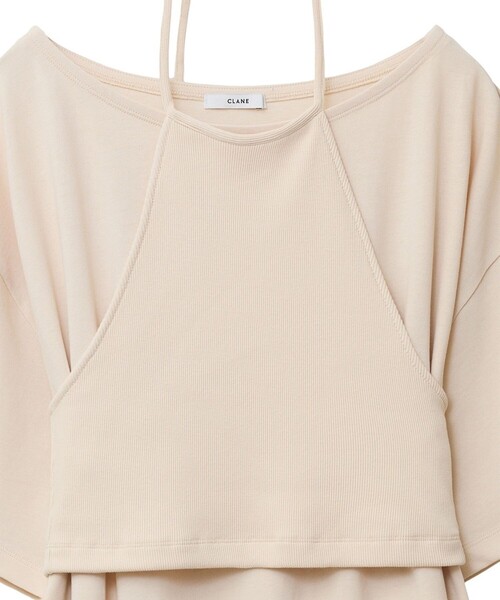 CLANE（クラネ）の「【CLANE/クラネ】HALTER BUSTIER SET TEE/ホルタービスチェセットT（Tシャツ/カットソー・レディース・アイボリー/ダークグレー/パープル・1）」の5枚目の写真